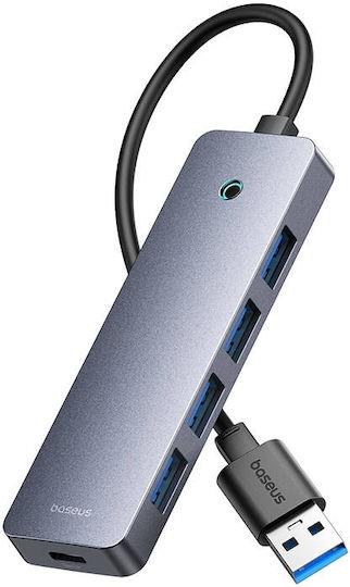 BASEUS ULTRAJOY SERIES, USB HUB, 4 ΘΥΡΕΣ, 1 ΘΥΡΑ TYPE-C, ΓΚΡΙ