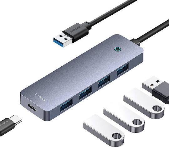 BASEUS ULTRAJOY SERIES, USB HUB, 4 ΘΥΡΕΣ, 1 ΘΥΡΑ TYPE-C, ΓΚΡΙ - Image 4