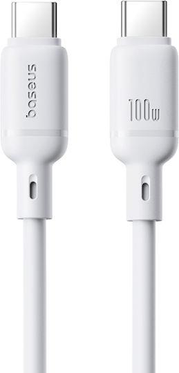 BASEUS SILKY SERIES, ΚΑΛΩΔΙΟ ΓΡΗΓΟΡΗΣ ΦΟΡΤΙΣΗΣ, TYPE-C ΣΕ TYPE-C, 100W, 1m, ΛΕΥΚΟ