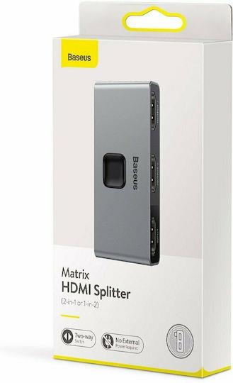 BASEUS MATRIX, ΔΙΑΚΟΠΤΗΣ HDMI SWITCH 2 ΣΕ 1, 1 ΣΕ 2, ΓΚΡΙ - Image 4