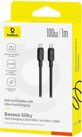 BASEUS SILKY SERIES, ΚΑΛΩΔΙΟ ΓΡΗΓΟΡΗΣ ΦΟΡΤΙΣΗΣ, TYPE-C ΣΕ TYPE-C, 100W, 1m, ΜΑΥΡΟ - Image 4