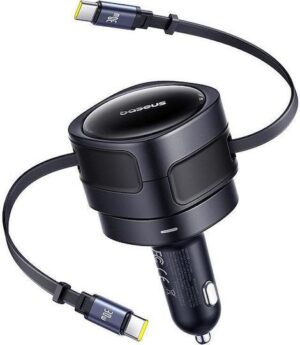 BASEUS ENJOYMENT MAX, ΦΟΡΤΙΣΤΗΣ ΑΥΤΟΚΙΝΗΤΟΥ, ΔΥΟ ΚΑΛΩΔΙΑ TYPE-C, 60W, ΜΑΥΡΟ