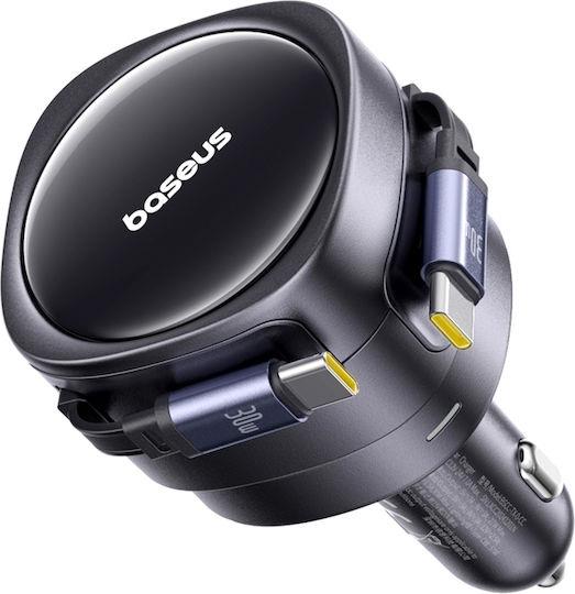BASEUS ENJOYMENT MAX, ΦΟΡΤΙΣΤΗΣ ΑΥΤΟΚΙΝΗΤΟΥ, ΔΥΟ ΚΑΛΩΔΙΑ TYPE-C, 60W, ΜΑΥΡΟ - Image 2