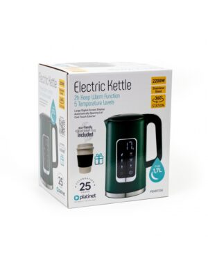 PLATINET KETTLE LCD DISPLAY 1,7L 5 TEMPERATURE SETTINGS + 450 ML TRAVEL MUG, OLIVE GREEN