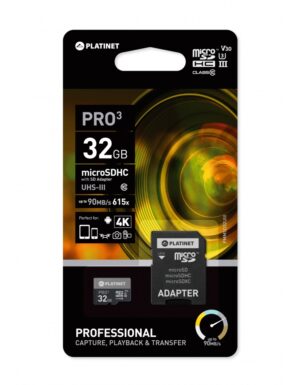 PLATINET micro SDXC SECURE DIGITAL + ADAPTER SD 32GB class10 UIII 90MB/s [44003]