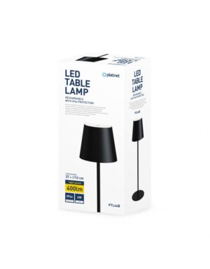 PLATINET TABLE RESTAURANT LAMP LAMPA BAROWA WATERPROOF IP44 REGULATION RECHARGEABLE BLACK
