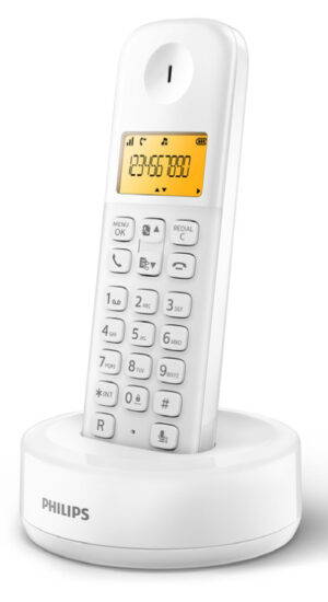 Philips D160 Ασύρματο Τηλέφωνο με Ελληνικό Μενού Λευκό