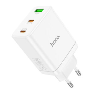 Hoco Φορτιστής Χωρίς Καλώδιο με Θύρα USB-A και 2 Θύρες USB-C 35W Power Delivery / Quick Charge 3.0 Λευκός (N33 Start)