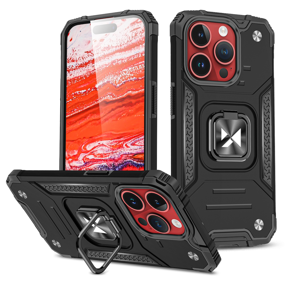 Wozinsky Ring Armor Back Cover Σιλικόνης / Πλαστικό Μαύρο (iPhone 15 Pro Max)