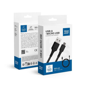 Blue Star Regular USB 2.0 to micro USB Cable Μαύρο 1m 1τμχ