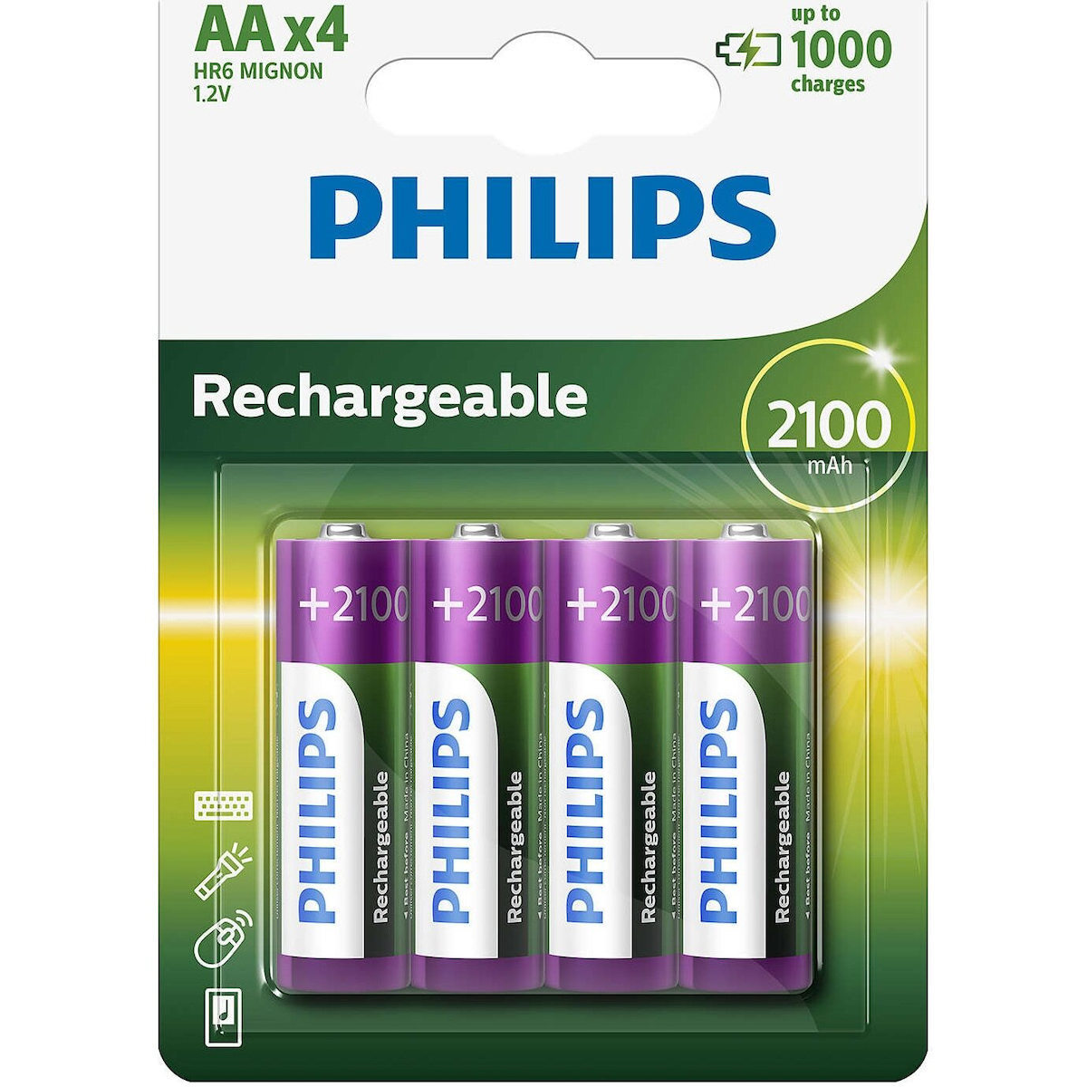 Philips Multilife Επαναφορτιζόμενες Μπαταρίες AA Ni-MH 2100mAh 1.2V 4τμχ