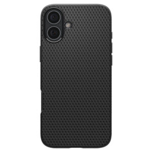 Spigen Liquid Air Back Cover Σιλικόνης 0.3mm Σετ με Τζαμάκι Matte Black (iPhone 16 Plus) ACS08066