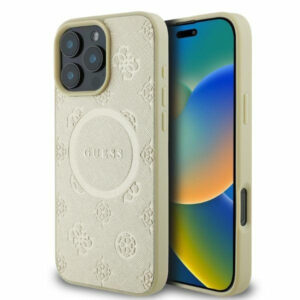 Guess Saffiano Peony Classic Logo Back Cover Πλαστικό Χρυσό (iPhone 16 Pro) GUHMP16LPSAPSMED