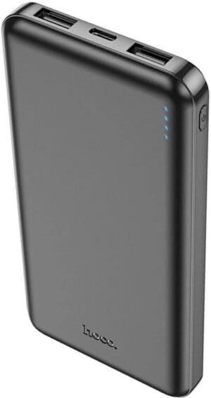 Hoco J100 Power Bank 10000mAh με 2 Θύρες USB-A Μαύρο