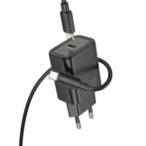 Hoco Φορτιστής με Θύρα USB-C και Καλώδιο USB-C - Lightning 30W Power Delivery / Quick Charge 3.0 Μαύρος (N62)