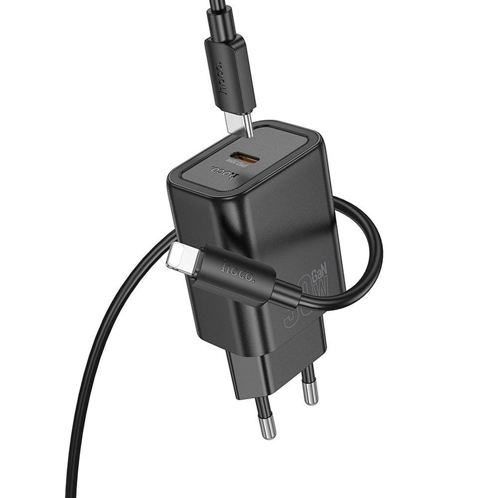 Hoco Φορτιστής με Θύρα USB-C και Καλώδιο USB-C - Lightning 30W Power Delivery / Quick Charge 3.0 Μαύρος (N62)