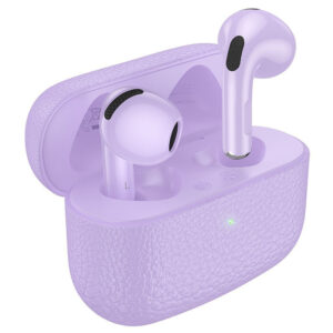 Hoco EQ15 Earbud Bluetooth Handsfree Ακουστικά με Θήκη Φόρτισης Μωβ