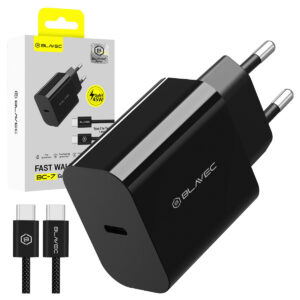Blavec Φορτιστής GaN με Θύρα USB-C και Καλώδιο USB-C - USB-C 45W Power Delivery / Quick Charge 4+ Μαύρος (BC-7)